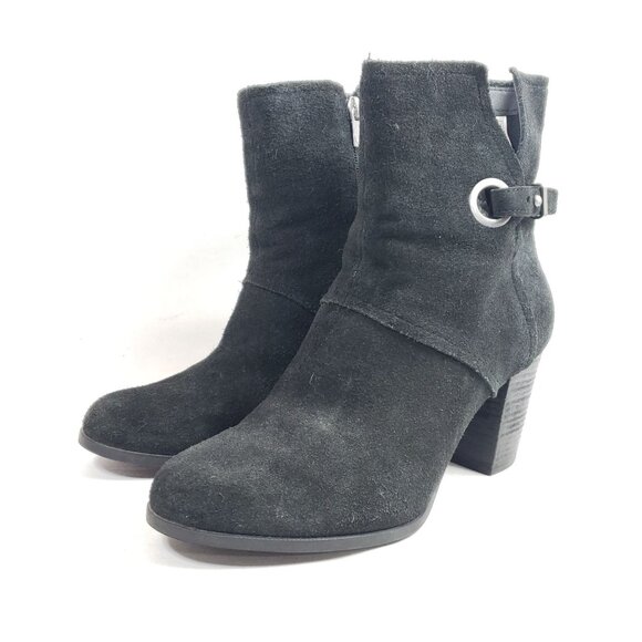 Koolaburra By UGG Womens Black Suede Ankle Boots With Block Heel Size 9 - Picture 2 of 9